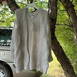 NWT Birch NY Tan Metallic Sequin Open Front Sweater Cable Knit Acrylic Blend S